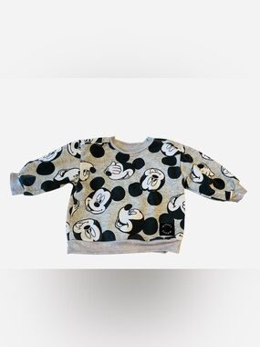Disney Gray Mickey Mouse Allover Print Sweatshirt